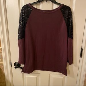 Maroon Top w/ Black Lace